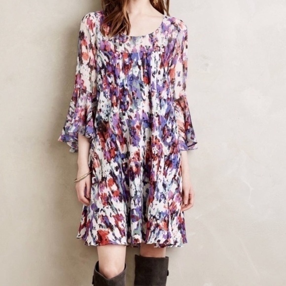 Anthropologie Dresses & Skirts - Anthropologie Paper Crown Endora Half Length Bell Sleeve Abstract Mini Dress S